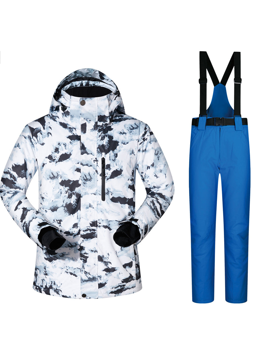 Yeefine Detachable Hooded Men Snowboard Ski Insulated Jacket & Bib Pants