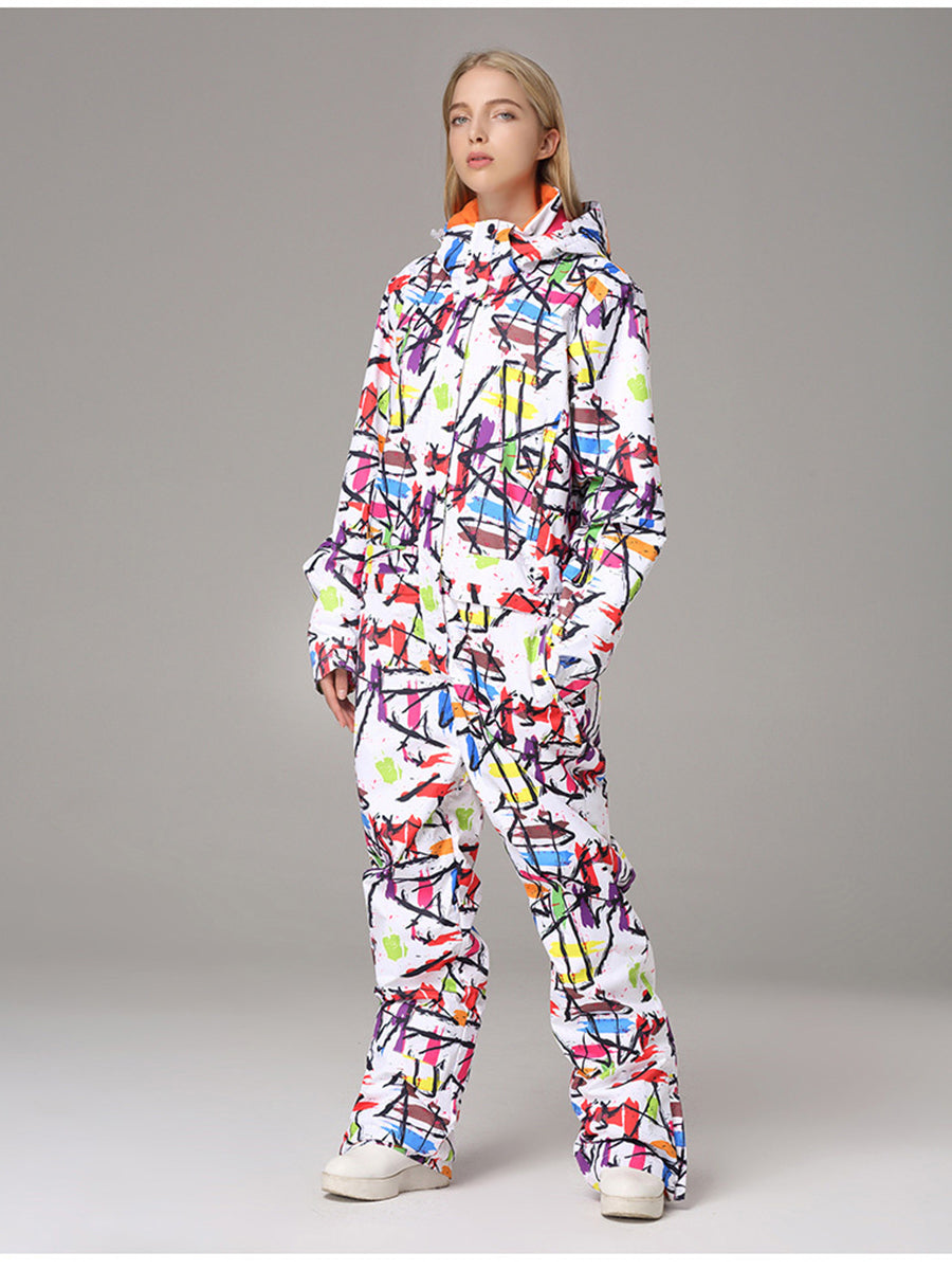 Printed One Piece Women Snowsuits