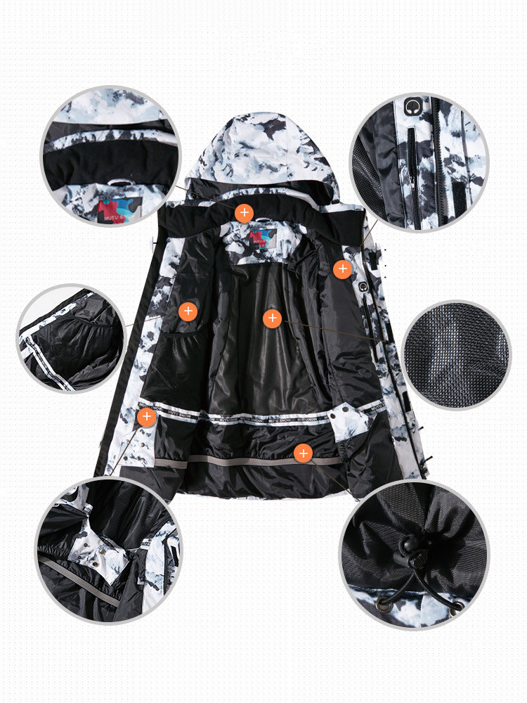 Yeefine Detachable Hooded Men Snowboard Ski Insulated Jacket & Bib Pants