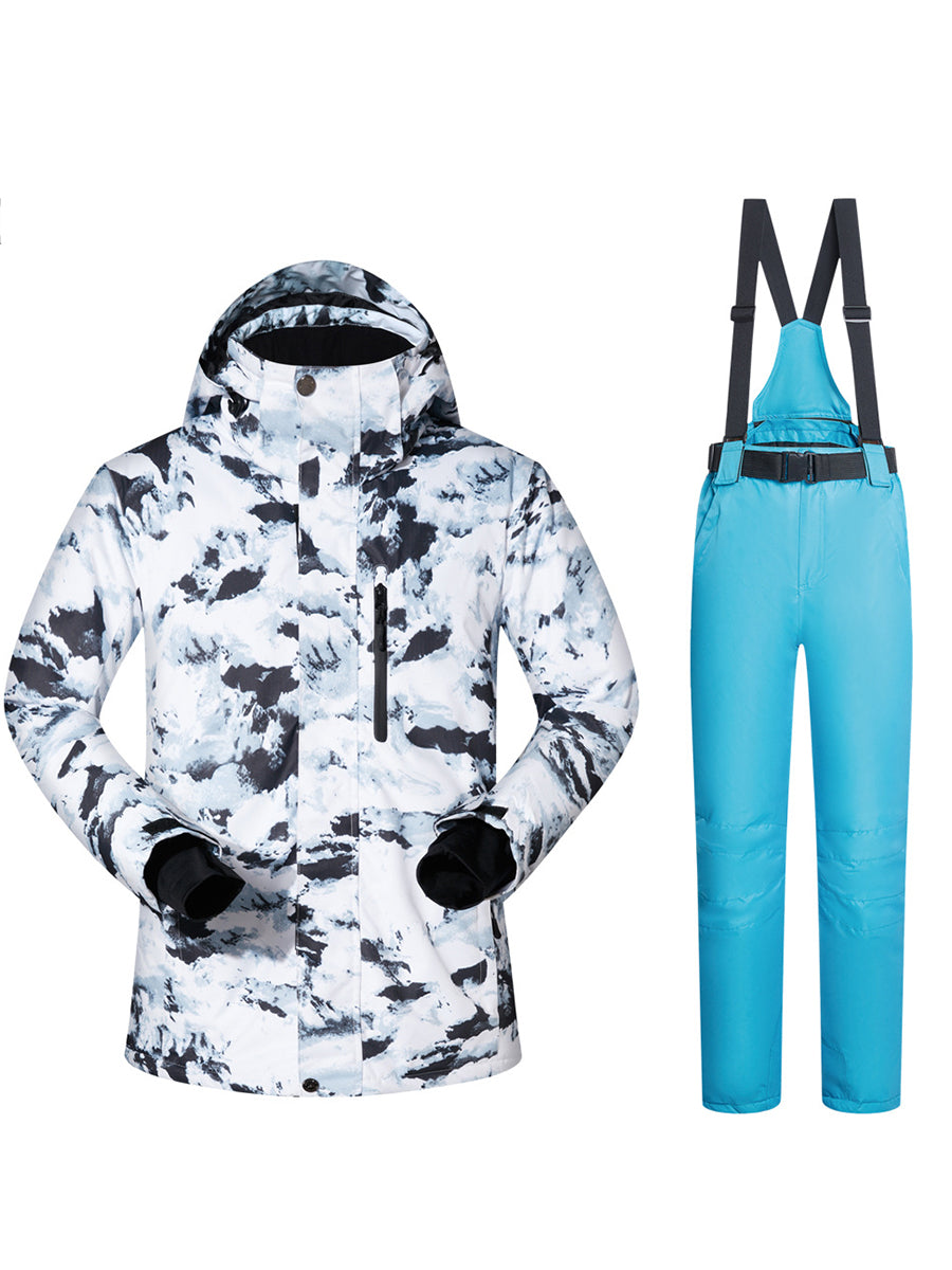 Yeefine Detachable Hooded Men Snowboard Ski Insulated Jacket & Bib Pants