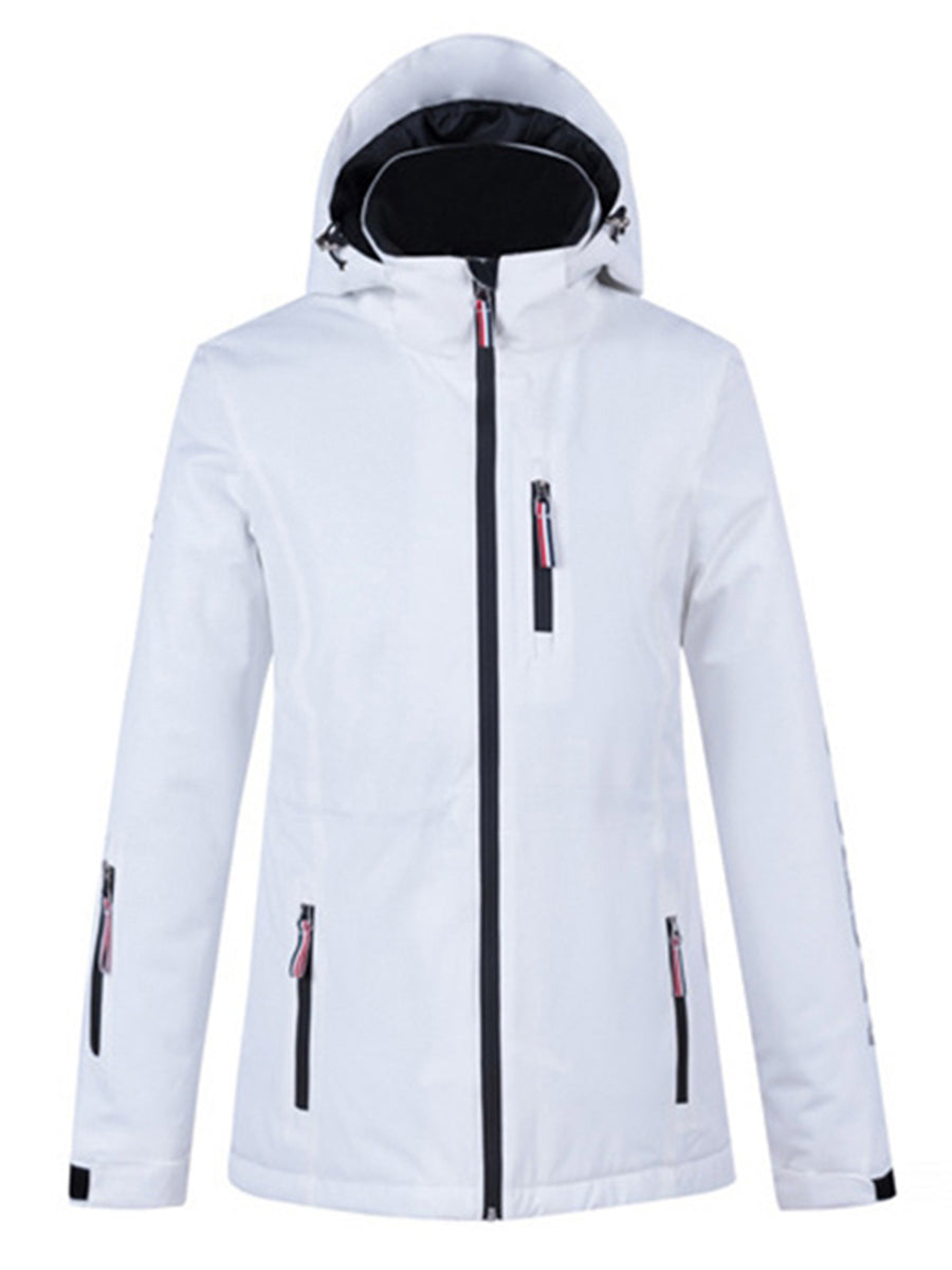 Women Striped Trim Insulated Ski Jacket