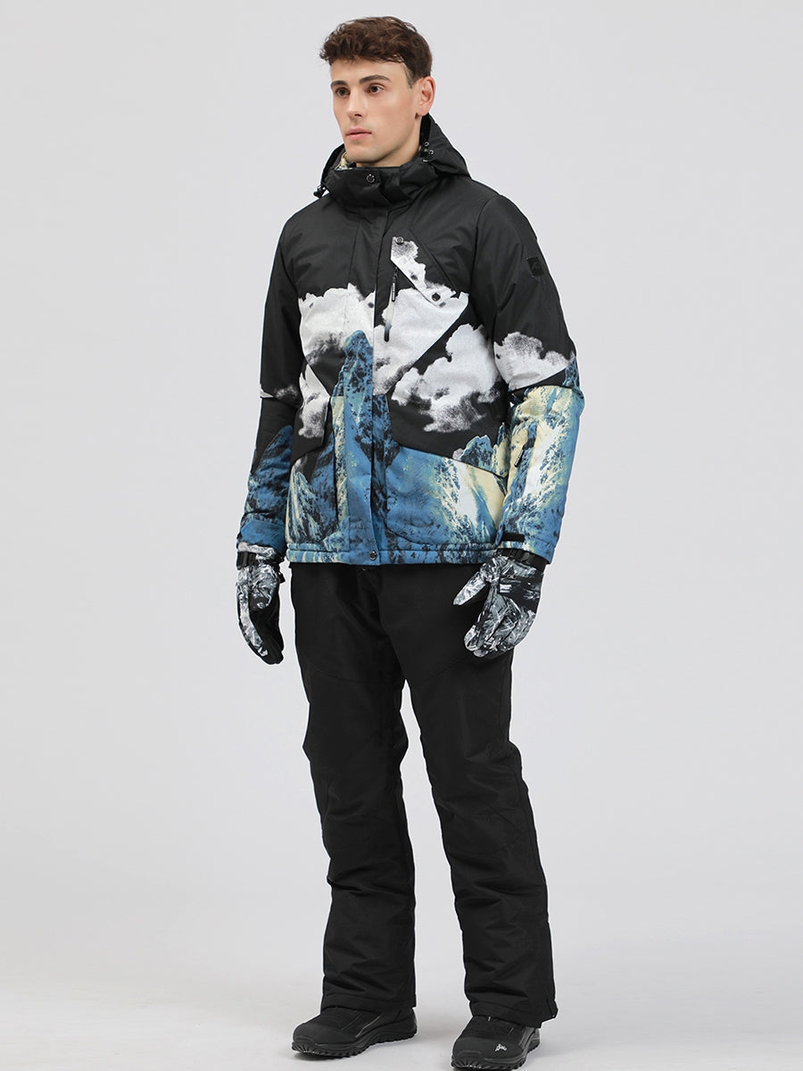 Yeefine Men Mountain Graphic Ski Jacket