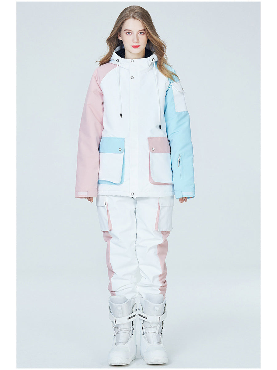 Colorblock Women Ski Anorak Jacket & Cargo Pants