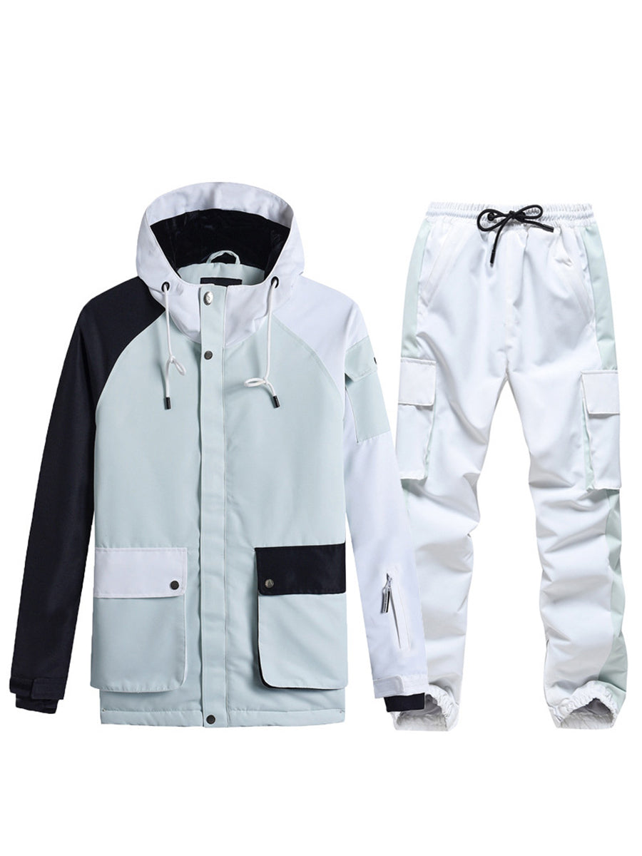 Colorblock Women Ski Anorak Jacket & Overall Pants