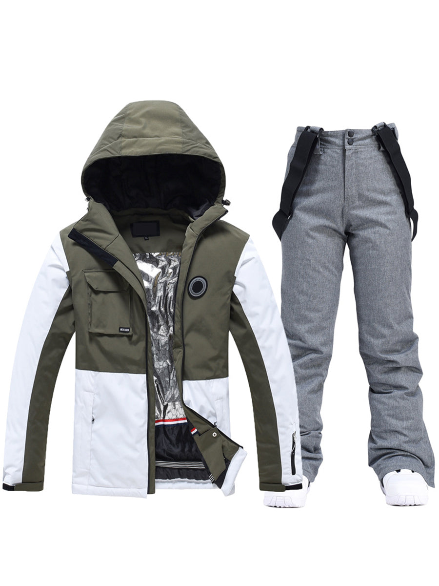 Colorblock Men Ski Jacket & Bib Pants