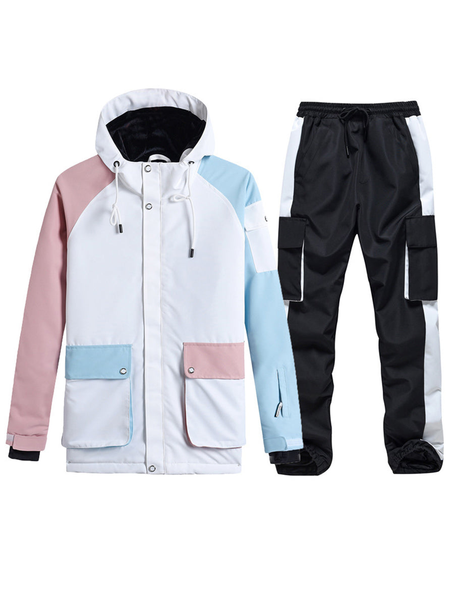 Colorblock Women Ski Anorak Jacket & Cargo Pants