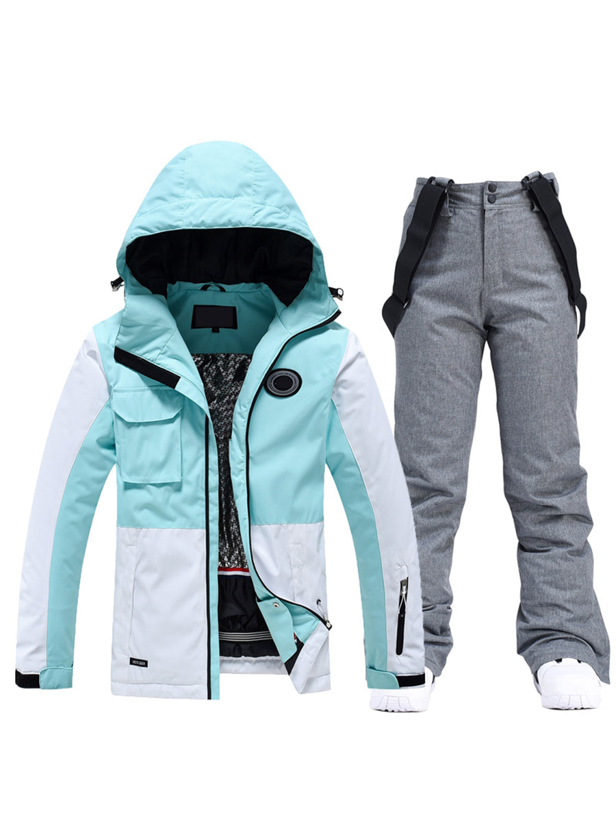 Colorblock Women Ski Jacket & Bib Pants