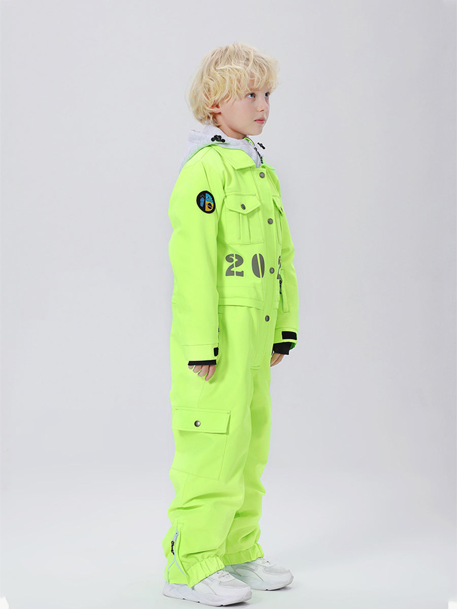 Yeefine Breathable Contrast Hooded Boy One Piece Snowsuits