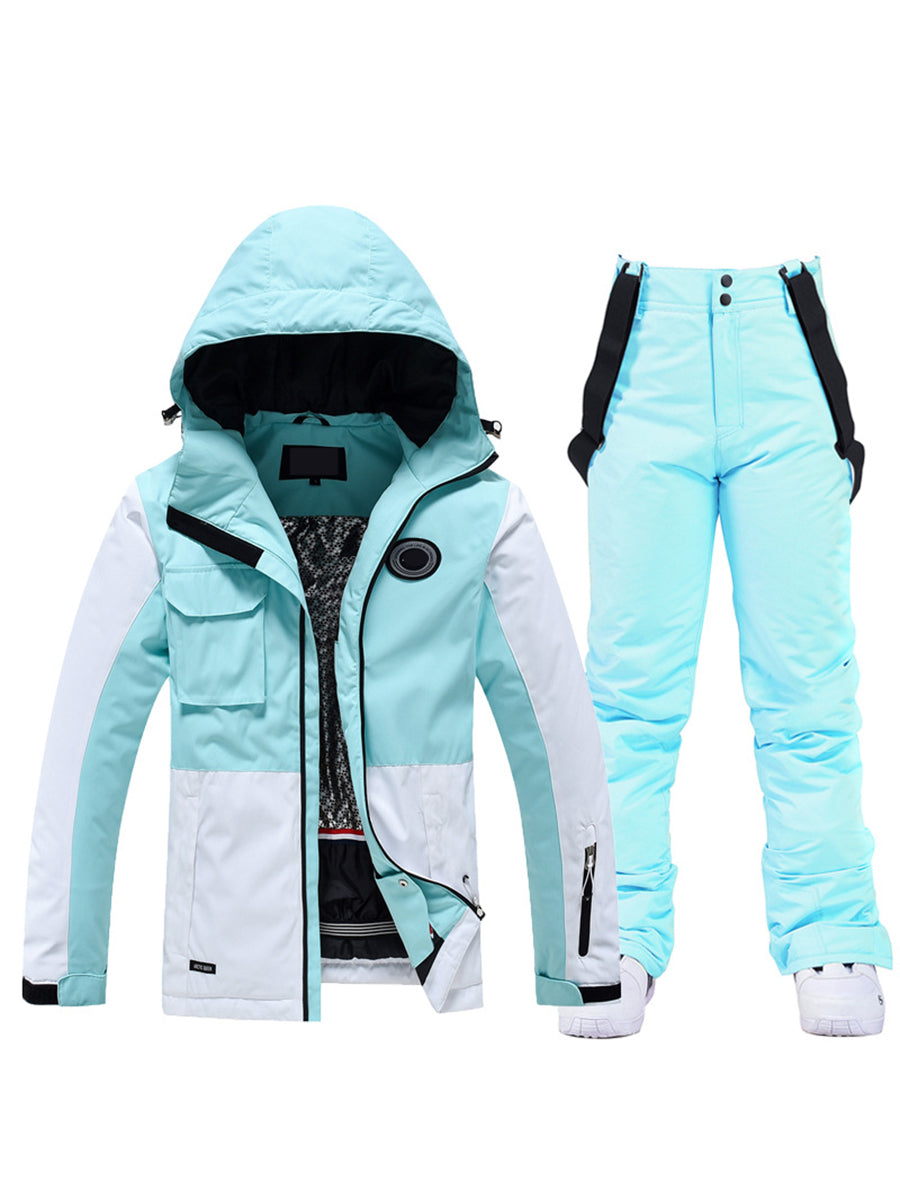 Colorblock Women Ski Jacket & Bib Pants