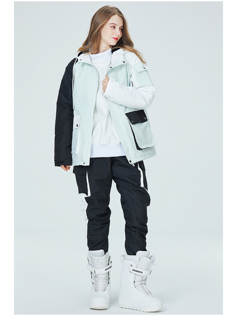 Colorblock Women Ski Anorak Jacket & Overall Pants