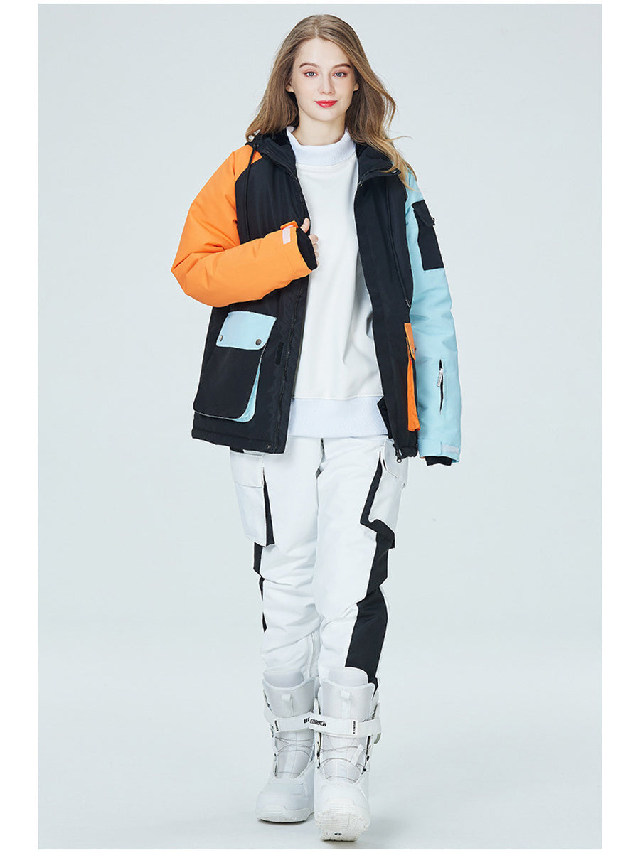 Colorblock Women Ski Anorak Jacket & Overall Pants