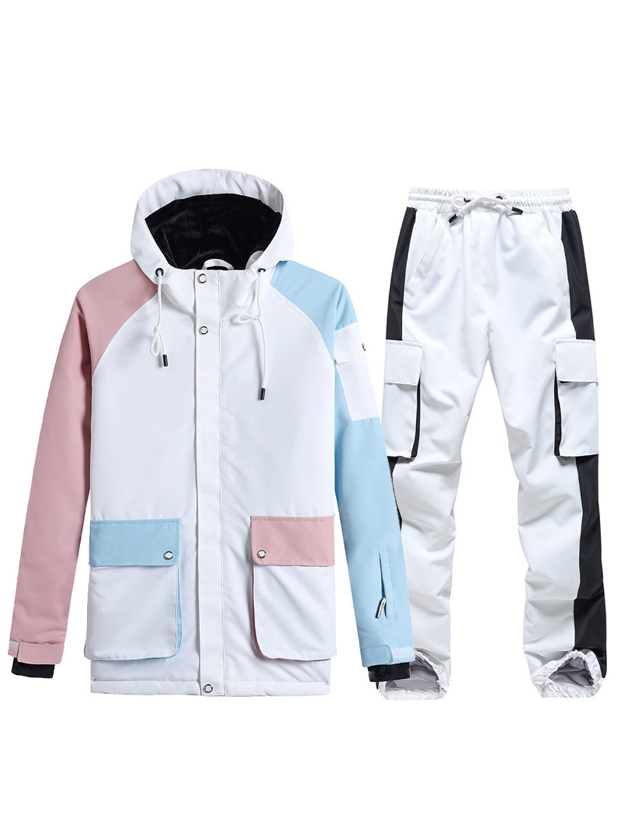 Colorblock Women Ski Anorak Jacket & Cargo Pants