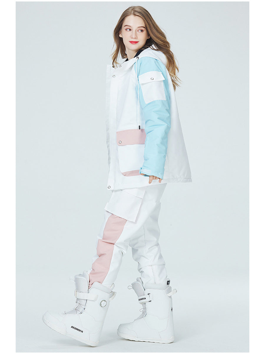 Colorblock Women Ski Anorak Jacket & Cargo Pants