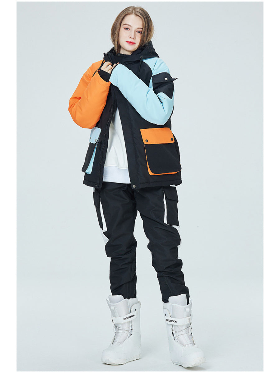 Colorblock Women Ski Anorak Jacket & Overall Pants