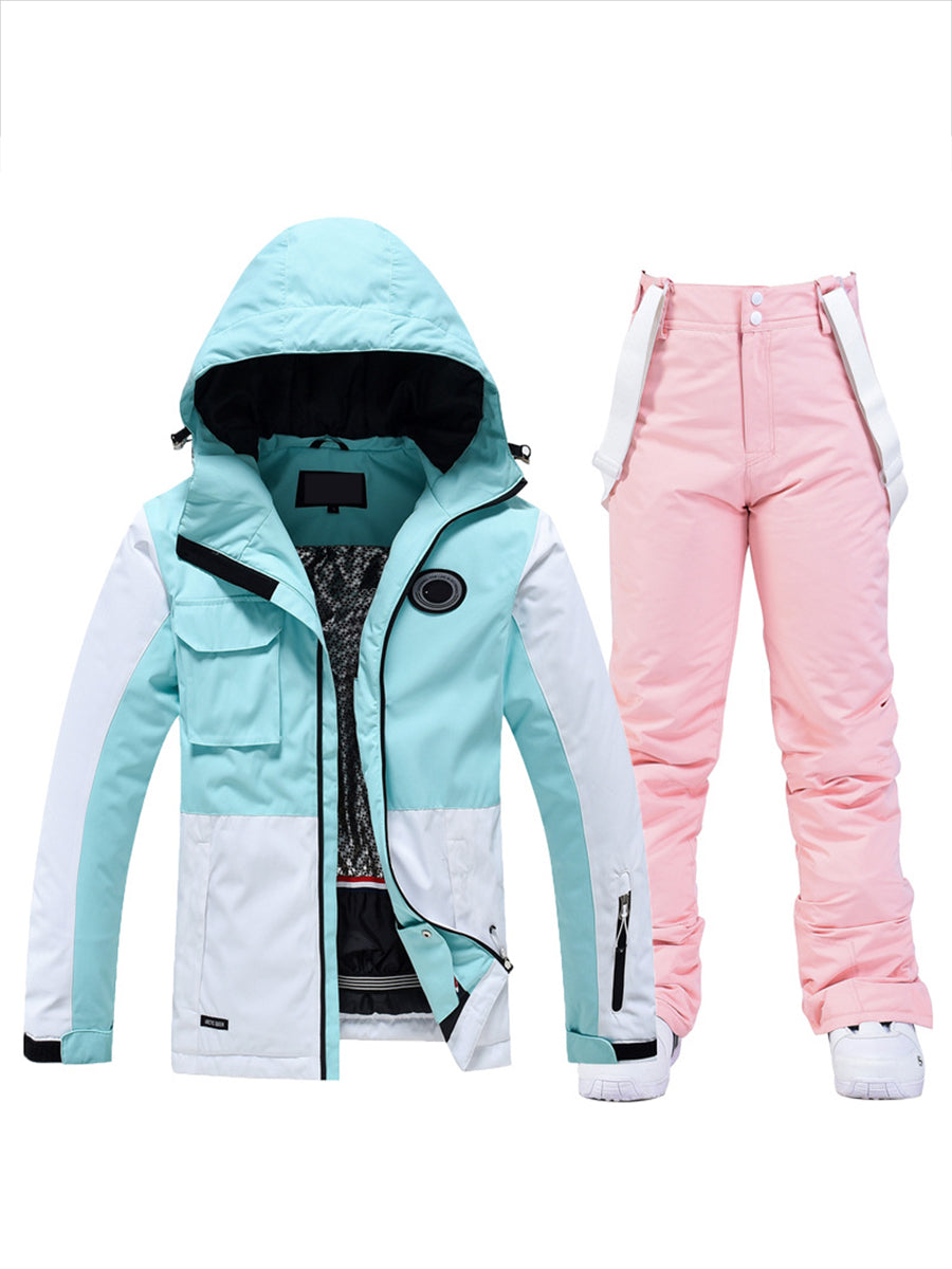 Colorblock Women Ski Jacket & Bib Pants