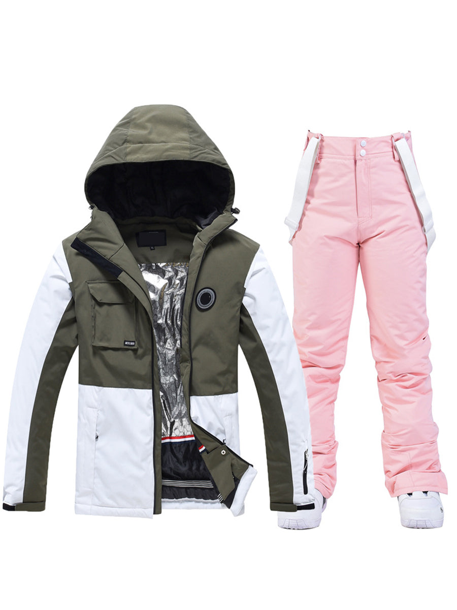 Colorblock Men Ski Jacket & Bib Pants