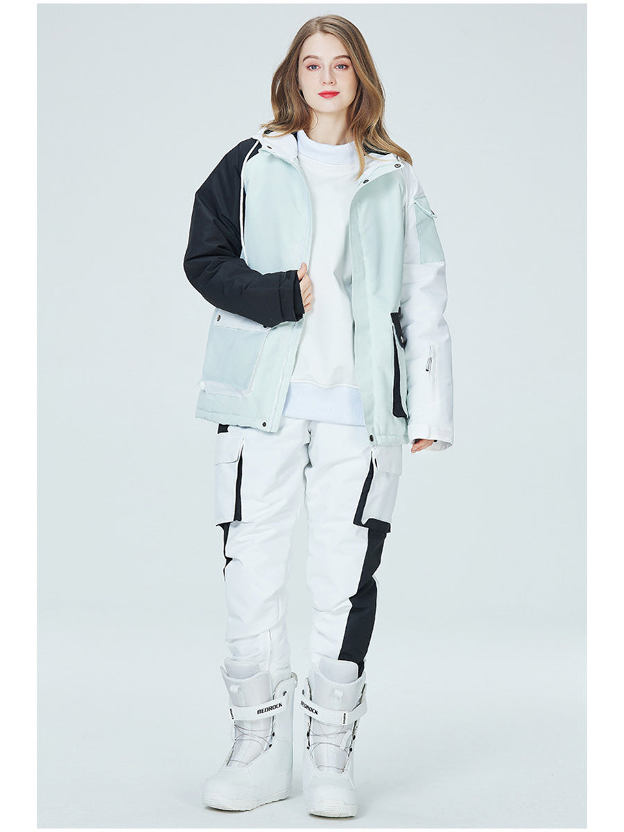 Colorblock Women Ski Anorak Jacket & Overall Pants