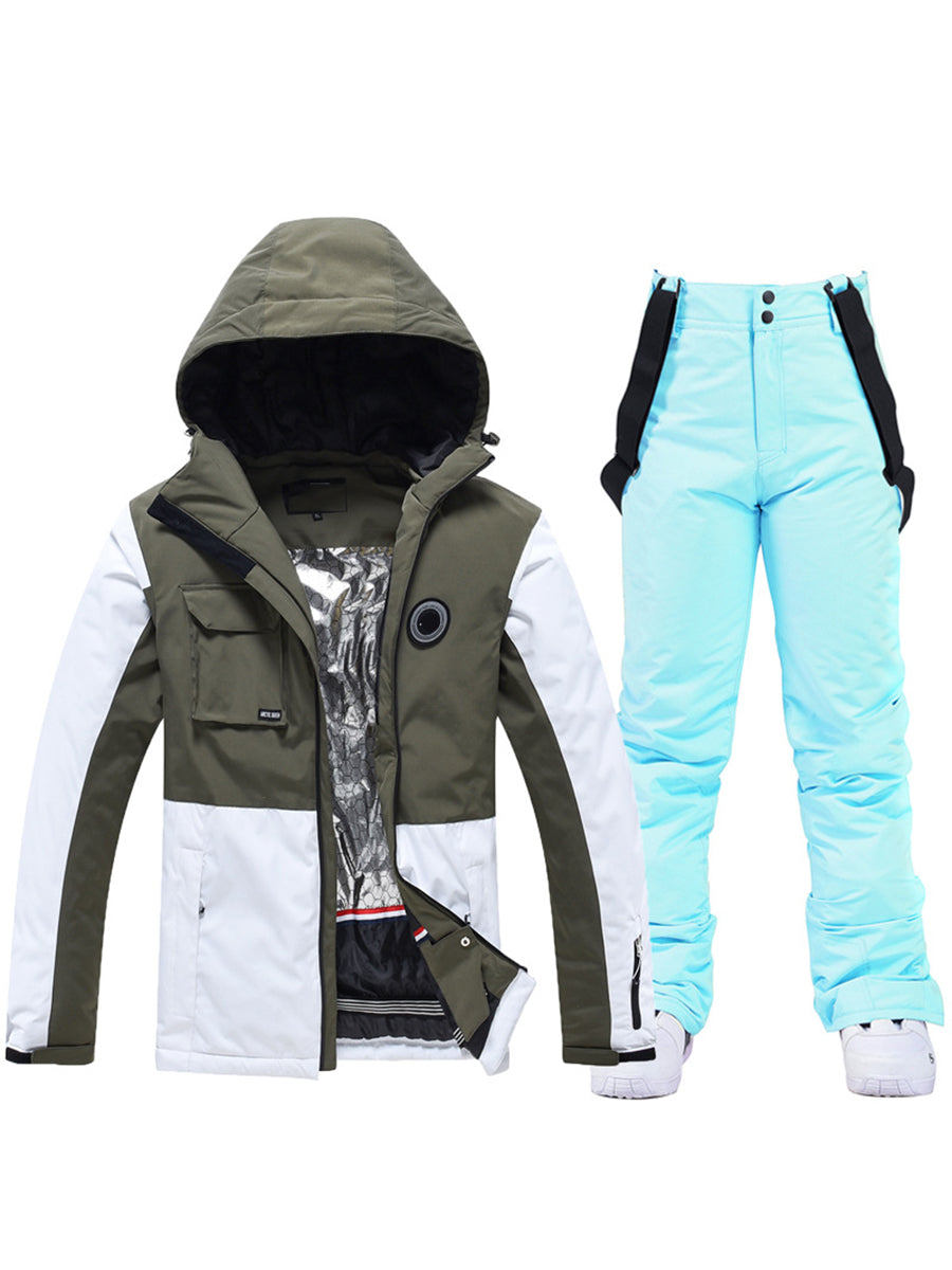 Colorblock Women Ski Jacket & Bib Pants