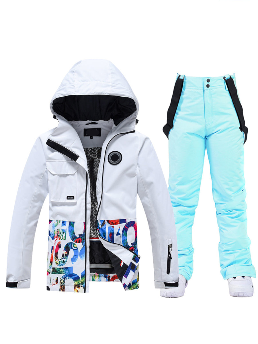 Colorblock Women Ski Jacket & Bib Pants