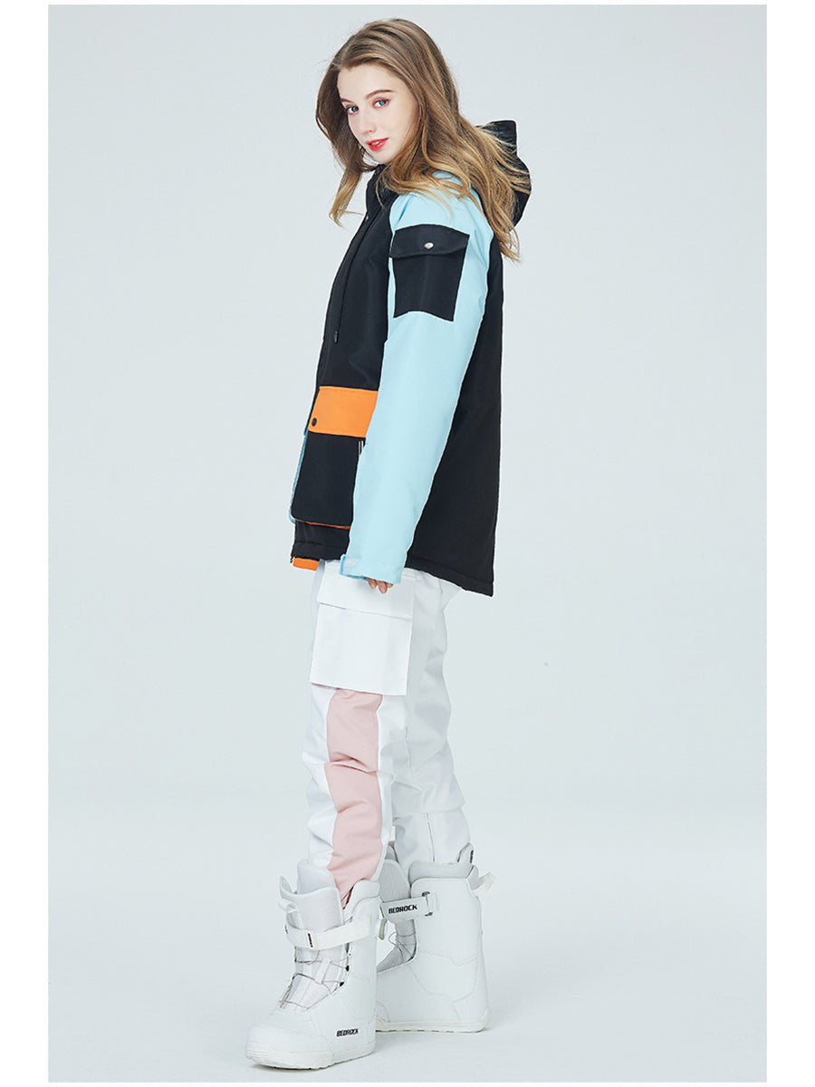 Colorblock Women Ski Anorak Jacket & Overall Pants