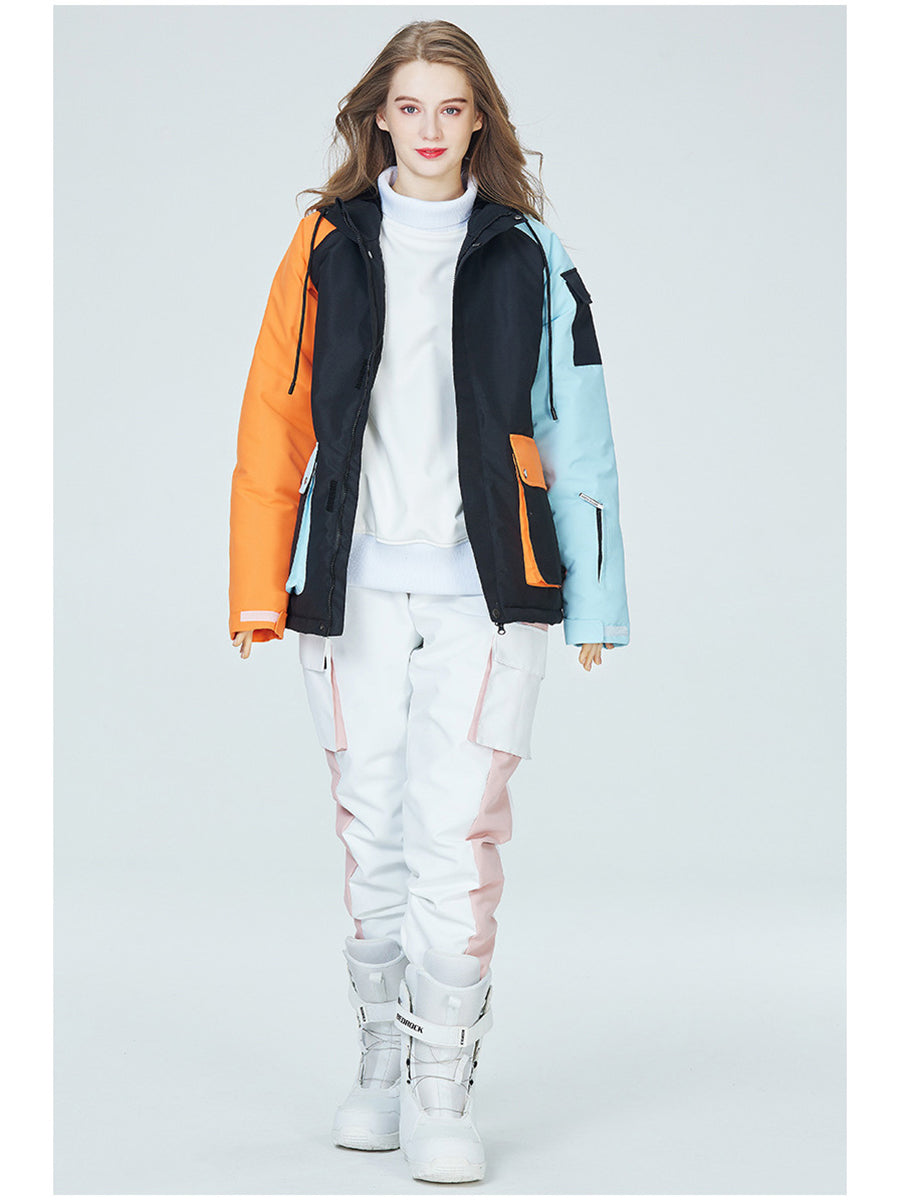 Colorblock Women Ski Anorak Jacket & Overall Pants