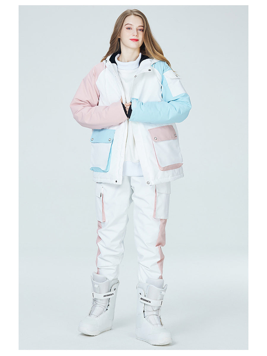 Colorblock Women Ski Anorak Jacket & Cargo Pants