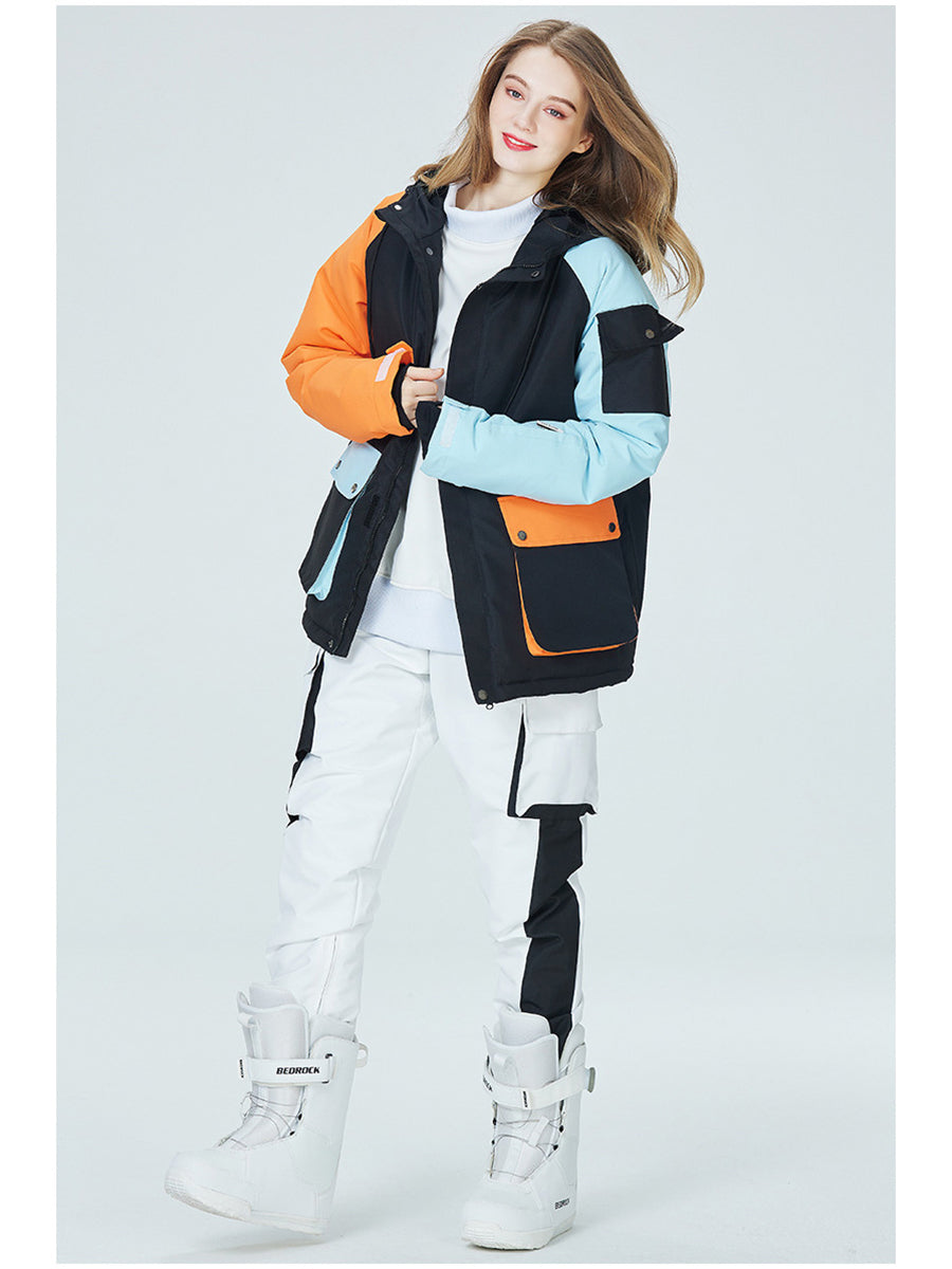 Colorblock Women Ski Anorak Jacket & Overall Pants