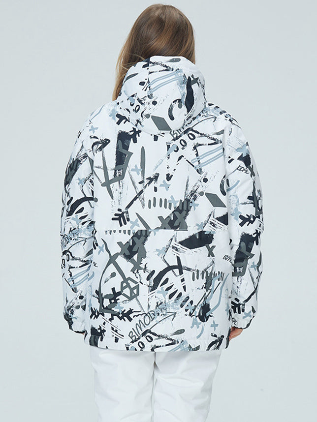 Breathable Women Graffiti Print Ski Jacket