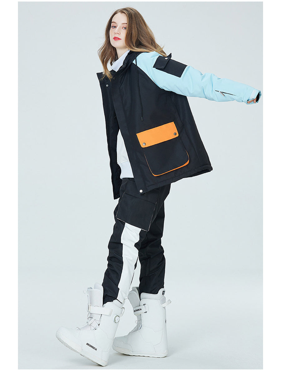 Colorblock Women Ski Anorak Jacket & Overall Pants