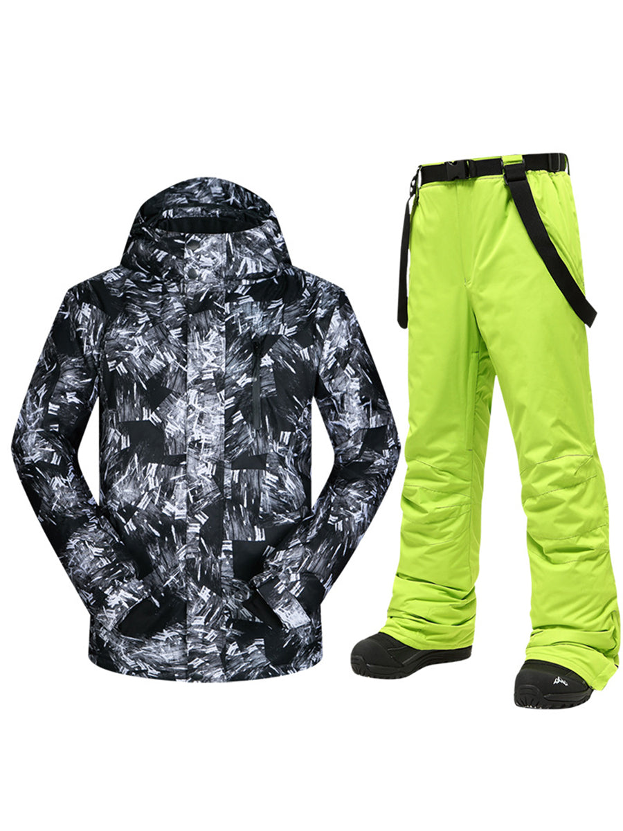 Yeefine Breathable Men Snowboard Ski Insulated Jacket & Bib Pants