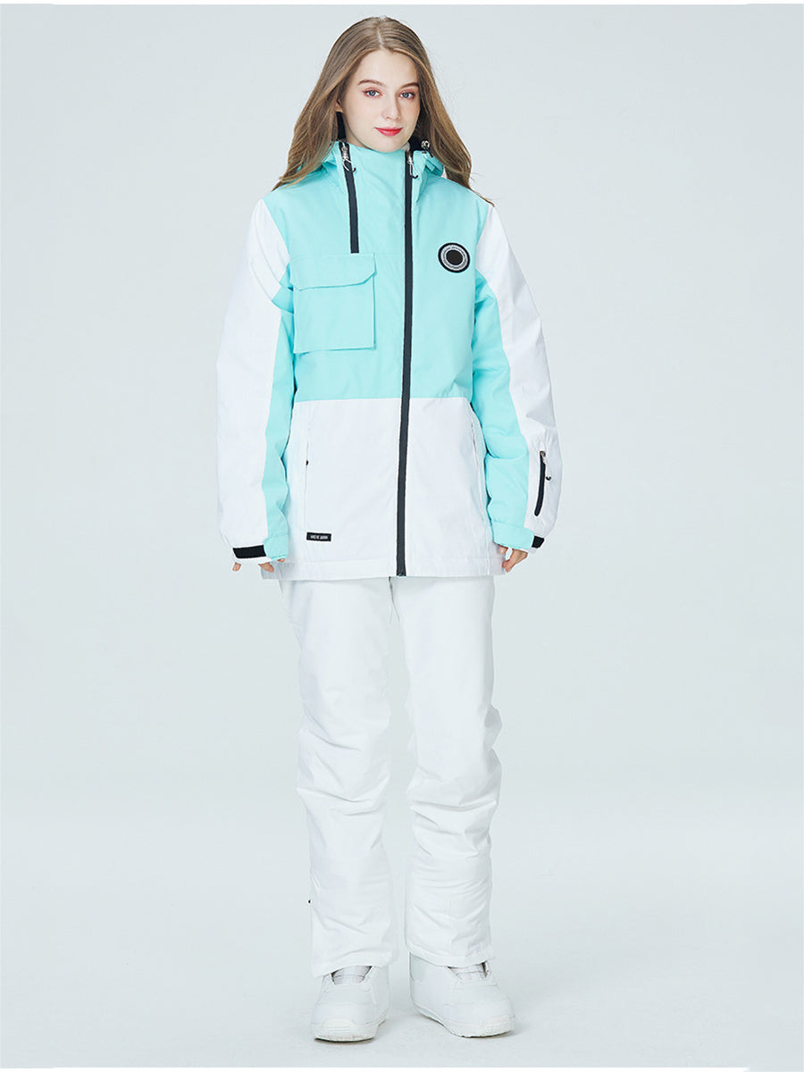 Colorblock Women Ski Jacket & Bib Pants