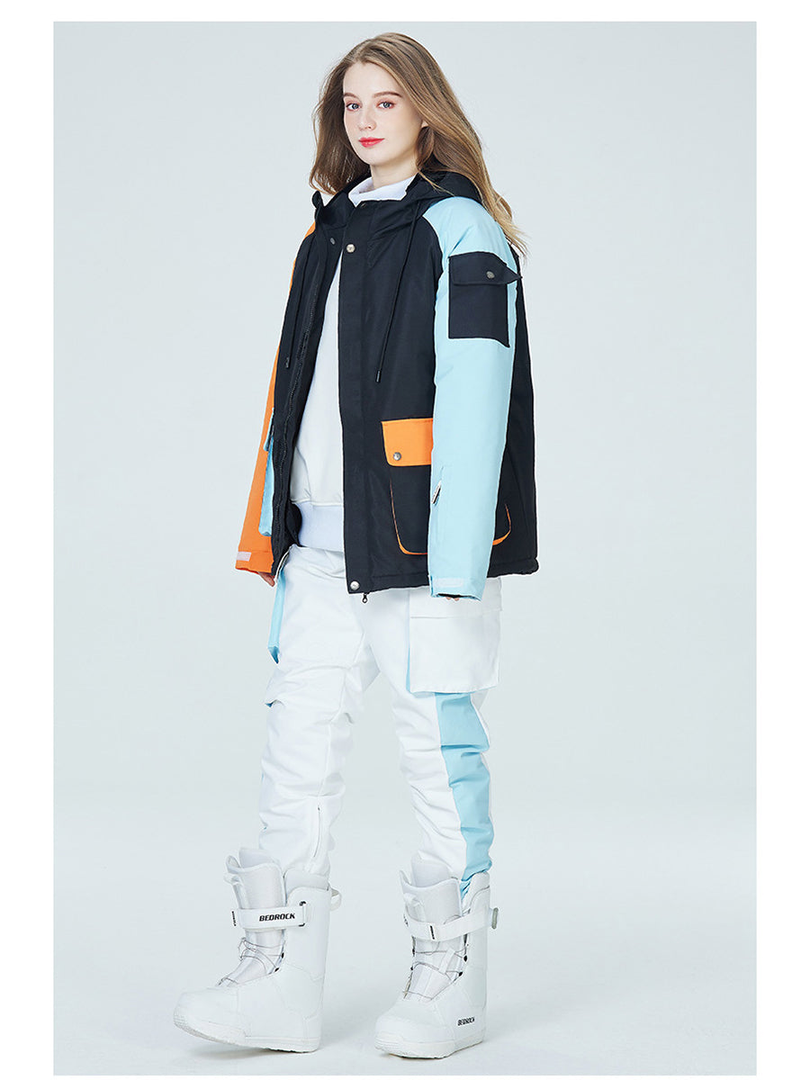 Colorblock Women Ski Anorak Jacket & Overall Pants