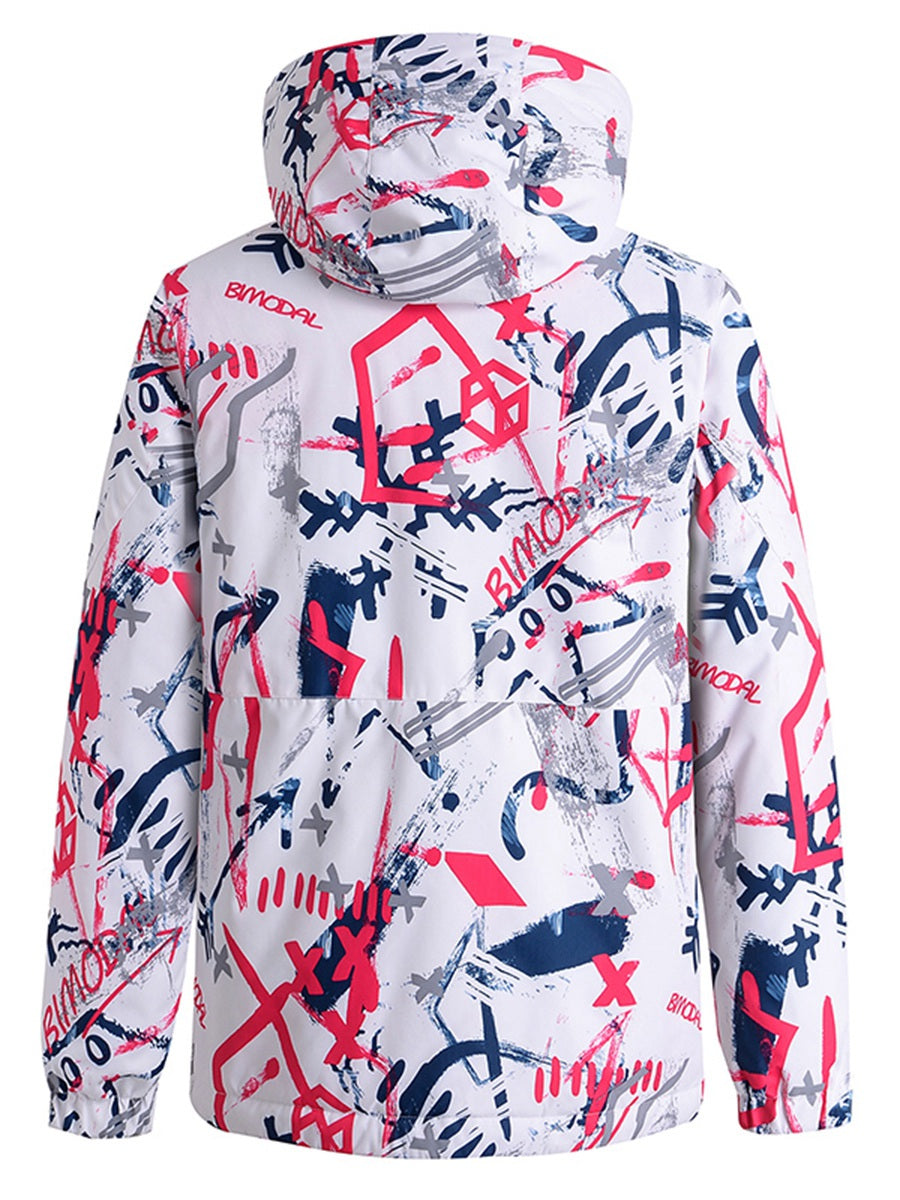 Breathable Women Graffiti Print Ski Jacket